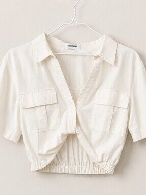 Workshop Republic Clothing Cream V-Neck Blouse